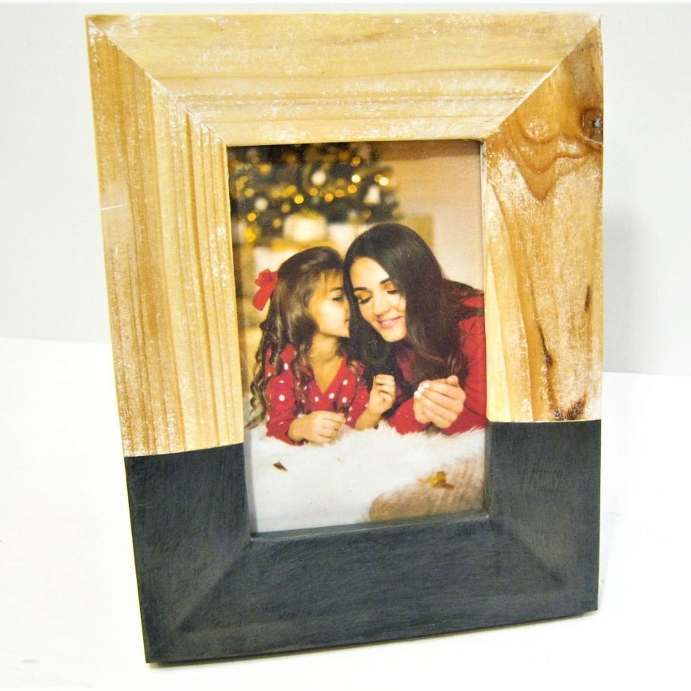𝅺Natural Solid Handcrafted style Wood Photo Frame Picture Holder for 4x6 photo